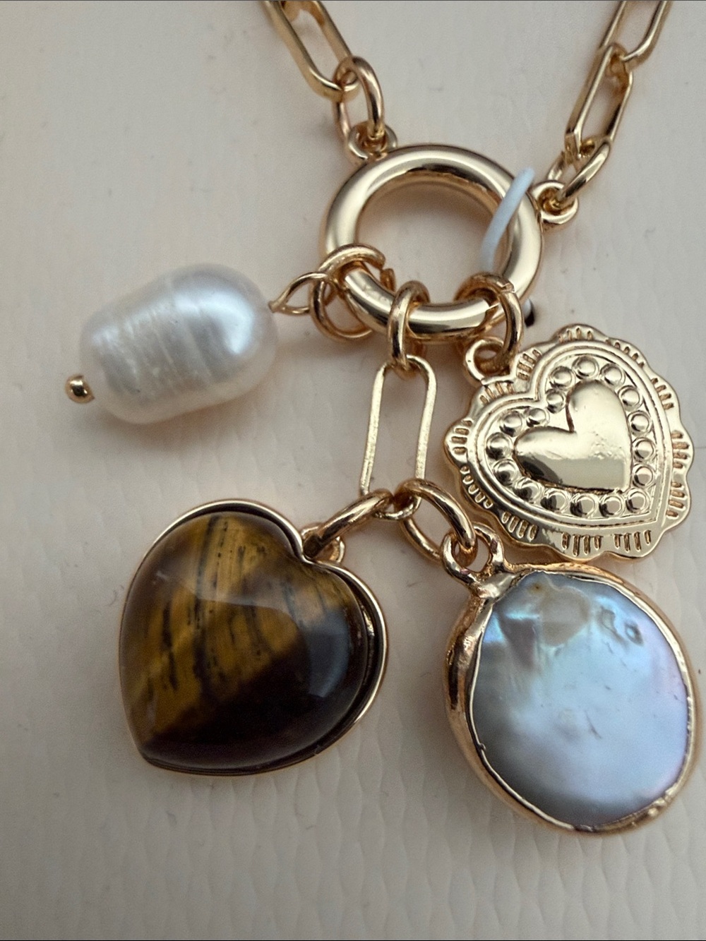 Camila Coelho | Gold Tone Tiger Heart Freshwater Pearl Charm Necklace ✨ - Picture 6 of 7